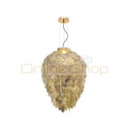 Post Modern leaves led Pendant light etching stainless gold silver color led lamp shade with leaves shade drop ligh decoration