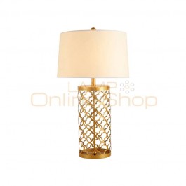 Post modern real brass LED table lamps simple foyer bedroom study Gold reading lamps Creative bedside Lighting fixture E27 bulbs
