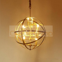 Post Modern Simple Bedroom Study Restaurant Circular Globe E14 LED Copper Chandelier Lamp American Luxury Home Decor Lights