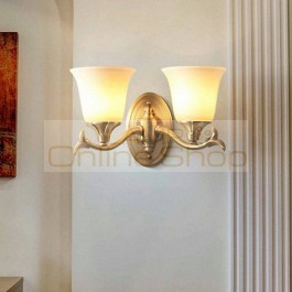 Postmodern Copper White Bedroom Bedside Home Deco LED Wall Sconce American Modern Simple Aisle Stairs Deco Wall Lights