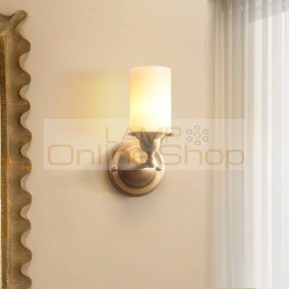 Postmodern Nordic Copper Glass Wall Lamp Living Room Bedroom Bedside Wall Sconce Single Head Aisle Corridor Stair Light Fixtures