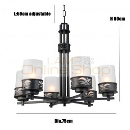 Promtion copper 6 head LED chandelier light black color light with glass lampshade E27 lamp holder 9W LED bulb by express