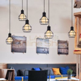 Retor Art Deco Iron Cage Pendant Lights Nordic Creative DIY Droplight LED Pendant Lamps Living Room Cafe Bar Lighting Luminaire