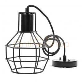  Industrial led pendant Light kit Wrought Iron Bird Cage hanging lamp black gold E27 holder for hotel pub art decoration