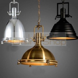  Industrial lighting hanglamp Chrome bronze black metal lampshade pendant lights Restaurant bar coffee suspension luminaire
