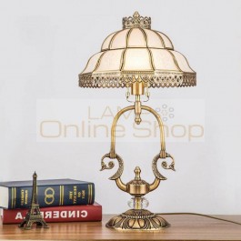  Led Tiffany glass Table Lamp for Restaurant dining room office work Table Light Abajur home Elegant copper standing lamps