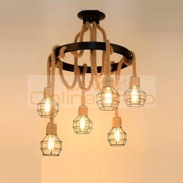  Small Iron Cage Chandeliers Industrial Wind Loft Chandelier Lighting Decoration Mariage Vintage Bar Dining Room Lights