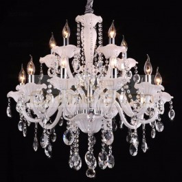 Roman style big white candle chandelier 15 lights large vintage crystal chandeliers living room bedroom wedding dining light
