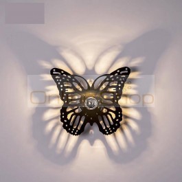 shopcase Led Butterfly Wall sconce lamps Art Studio Salon Shadow Wall Lamp Laser Engraving home decorative lights & lighting