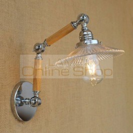 shopcase Modern glass wall lamps Country Style Industrial Art glass Lamp Antique Bedroom Iron indoor Glass wall sconce E27