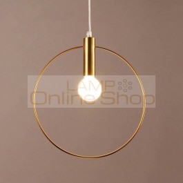 Simple Post Modernity Iron Hanging Lamp for Restaurant Bar Cafe Northern Europe Annular Hall Chandelier Lighting Fixtures