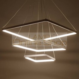 Square white finished pendant light LED circle modern hanging lights for living room Lampara de techo indoor Lighting AC85V-240V
