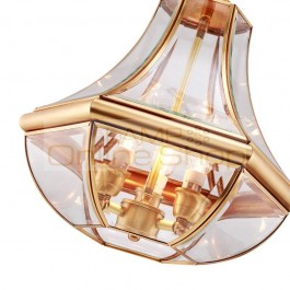 Traditional copper body LED Pendant light Dia.35cm 3 light hand made glass shade hanging light E14 led lamp pure white