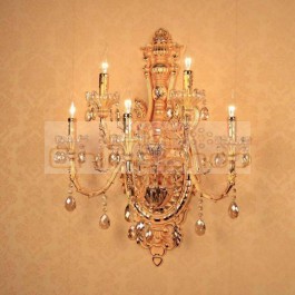 Villa Large wall fixtures Mission style gold finish Hotel church 5-arm big walkway crystal Wall Lamp dining Room home Led sconce