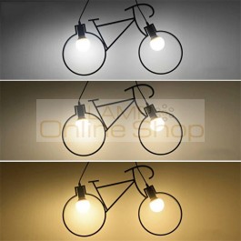 Vintage Chandelier Iron Bicycle personality Creative Pendant Lamp E27 110V- 240V LED Edison Lamp Holder House/Dining Hall Light