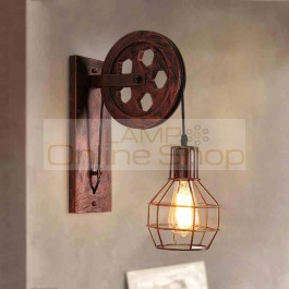 wall sconces modern Industrial wind retro wall lamp creative lifting pulley wall lamp light personality restaurant lights