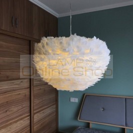 Wedding pink feature lamp Pendant Lights Modern White Feather Pendant Lamp Restaurant Bedroom Living Room feature hanging lamp