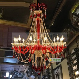 wine Red glass Chandelier crystal drop Coffee shop Restaurant Spain New Bar lamp Mixed Color Chandelier Lampadari Customized E14