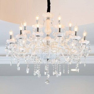 18 heads Dining room glass chandelier crystal lamp villa shop duplex staircase white princess chandeliers led crystal lighting