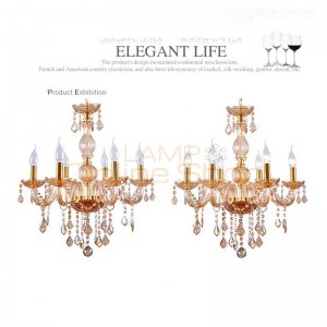 6 led lamps Modern crystal chandelier Cognac discount bedroom chandeliers luxury Baroque candleholder Children's hanging light