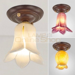 American decoration Flower Ceiling Lamp For Corridor/aisle/hallway Loft Glass Ceiling Light Fixture home Indoor Lighting