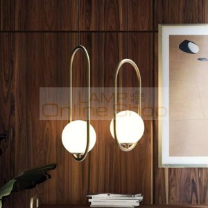 American Glass Ball Bar Cafe LED Pendant Light Nordic Post Modern Bedroom Decor Hanging Lamp Restaurant Indoor Lighting Fixtures