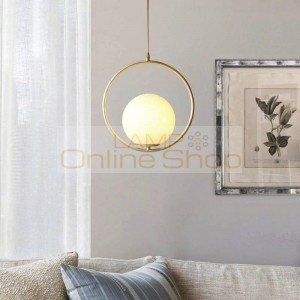 American Industrial Copper LED Glass Hanging Lamp for Living Room Bar Restaurant Loft Round Chandelier Lighting Fixtures
