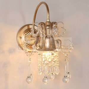 American Sconce Wall Lights retro crystal wrought iron wall lamps living room background Led Light aisle bedroom bedside lamp