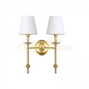 American style 2 arms copper Wall Lamp E14 5W led light Fashion bedroom light living room Warm Decorate light with 