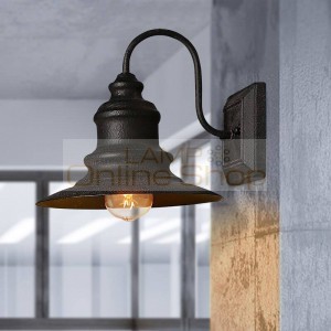 American Vintage Industrial Wind Bar Restaurant LED Deco Wall Lamp Loft Courtyard Balcony Iron Black Wall Lights Fixtures