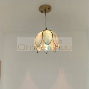 Antique 1 pcs glass shade pendant lights for Dining Room Tiffany lamps lustre Kitchen light E27 led pendant lamps Avize