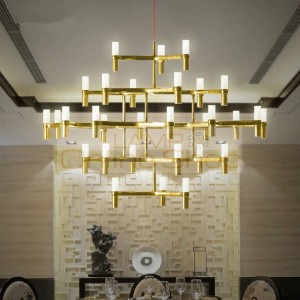 Art Design 12/30 heads LED Crown Major Gold pendant light lamp hall restaurant dining room chrome luminaire suspended light