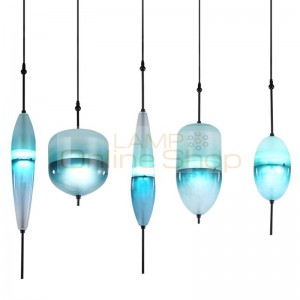 Art Glass pendant light Nordic modern creative personality LED Pendant Lights lake blue color hand made Hotel bedside Restaurant