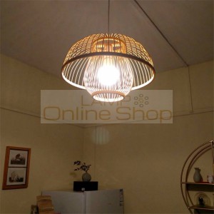  Wood LED Pendant Lights Lighting Bamboo Living Room Pendant Lamps Dining Room Hanging Lamps Kitchen Fixtures Luminaire