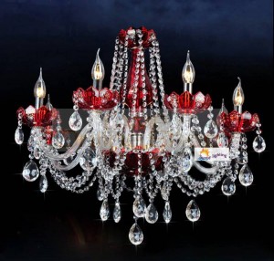 Deluxe 8-arm wine red crystal chandelier indoor novelty lighting crystal hanging lamps luxury led chandeliers living room light