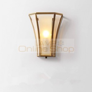 Designer Frosted Glass Lampshade Copper Wall Lamp Modern Villa Engineering Model House Living Room LED Wall Light Fixtures