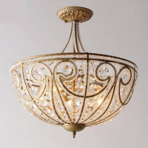 European-style country ceiling lamps Vintage iron living room lamp restaurant lighting rustic bedroom lamp crystal ceiling light