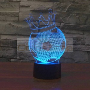 Football Crown 3D LED Night Lights creative 7 colors Changing holiday deco USB illusion Lamp Acrylic children bedside lamp