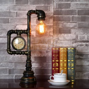 Industrial retro style water pipe table lamp Creative vintage Edison bulb desk lamp for restaurant bedroom indoor light fixture