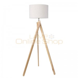 Japanese standing lamp Wood leg Fabric lampshade Floor Lamp Living Room Bedroom Restaurant 9W E27 warm white Floor light