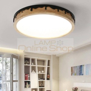 LED Round Ceiling Lights For Bedroom Dining Living Room Nordic Style Ceiling Mounted Lamp Wooden Kitchen Lighting Fixture