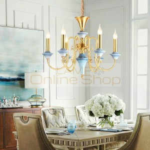 modern All Copper Chandeliers Living Room Led Light Luxury Ins Wind Studio Chandelier Lighting Bedroom Candle Ceramic Lamps