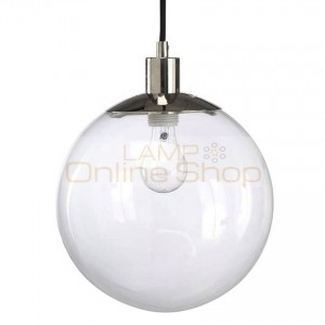 Modern brief industriel suspension lampe dia 25 30cm clear glass ball lampshade hanglamp restaurant bar cafe shop pendant light