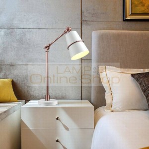 Modern Desk Lamps black white gold metal body For Bedroom Metal Reading Lamp De Mesa Modern E27 Book Lighting Fixtures