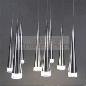 Modern LED Luminaire Light Silver Aluminium conical pendant light lamp kitchen restaurant DIY led hanging light suspension lamp
