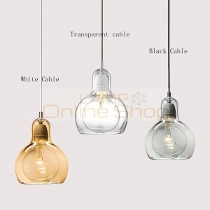Modern Loft E27 Pendant Lamp Clear Amber Glass Lampshade LED Chandelier Lighting Ball Hanging Lights Lustres Home Decor Fixtures