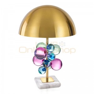 Modern marble table lamps colorful and clear glass crystal ball table light for living room bedroom study deco LED reading light