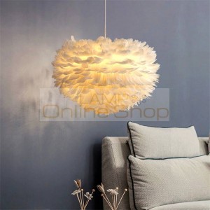 Modern Nature Goose Feather LED Chandelier Romantic Pendant Lamps Home Lighting Restaurant Bedroom Living Room Kitchen Fixtures