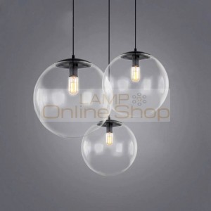 Modern simple glass ball pendant lamp dia 15 20 25 30cm Nordic clear glass creative hanging lamp restaurant aisle light fixture