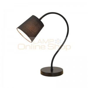 Modern simple style desk lamps study room table light black white body fabric lampshade E27 lamp lighting fixture 
